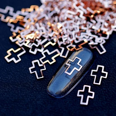 szegecs körömdísz rose gold kereszt