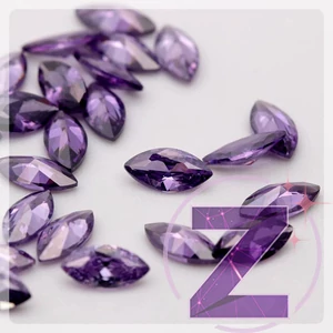 Kép 1/2 - cirkónia ékszerkő zabszem formában amethyst színben