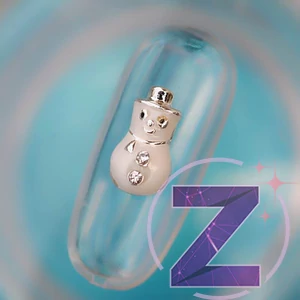 Kép 2/2 - karácsonyi körömékszer strasszkövekkel díszített hóember