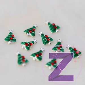 Kép 2/2 - karácsonyi körömékszer strasszkövekkel díszített karácsonyfa