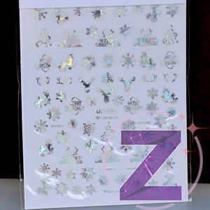Kép 1/2 - karácsonyi körömmatrica 3D ezüst színjátszó