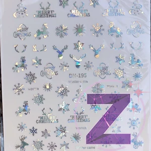 Kép 2/2 - karácsonyi körömmatrica 3D ezüst színjátszó