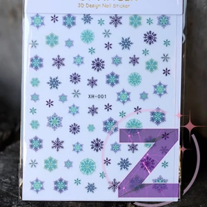 Kép 1/2 - karácsonyi körömmatrica színes hópelyhek