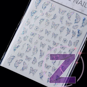 Kép 2/4 - körömmatrica 3D butterfly silver