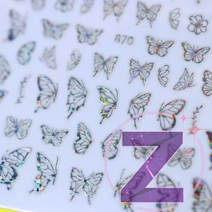 Kép 4/4 - körömmatrica 3D butterfly silver