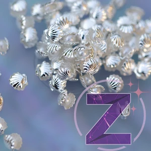Kép 2/4 - zodiac körömdekoráció ezüst kagyló gyönggyel