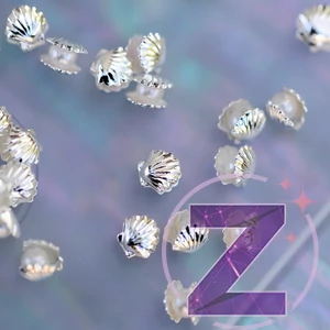 Kép 3/4 - zodiac körömdekoráció ezüst kagyló gyönggyel