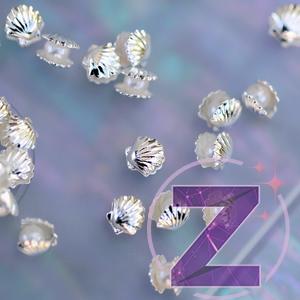 Kép 3/4 - zodiac körömdekoráció ezüst kagyló gyönggyel