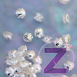 Kép 4/4 - zodiac körömdekoráció ezüst kagyló gyönggyel