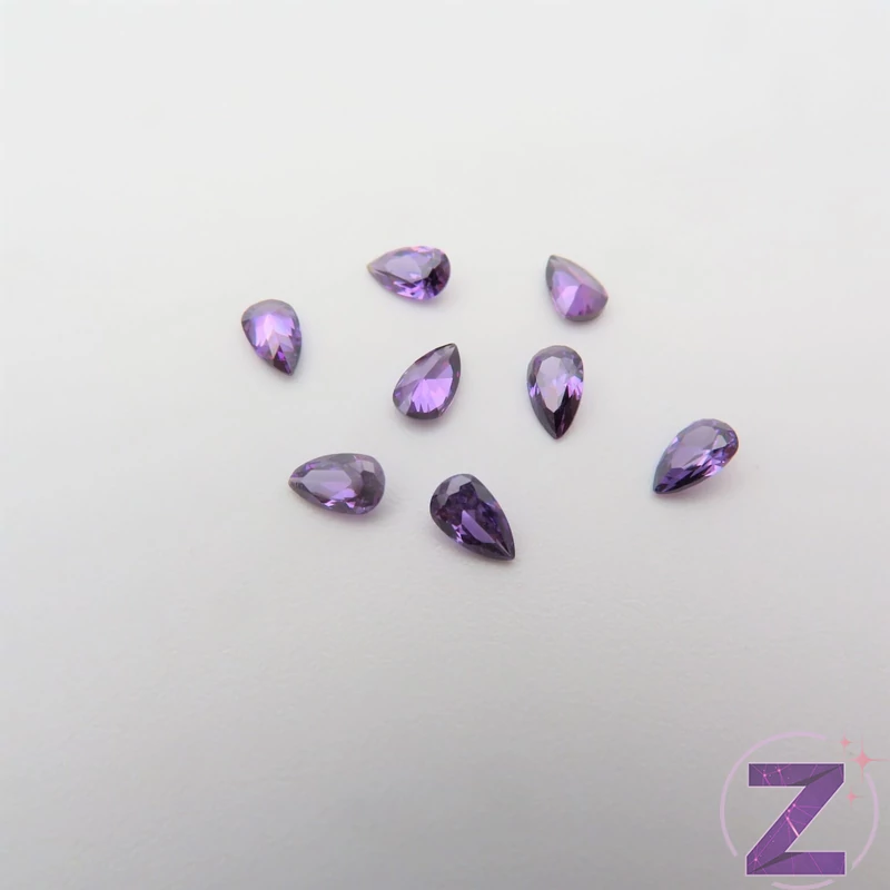 cirkónia ékszerkő csepp formában amethyst színben