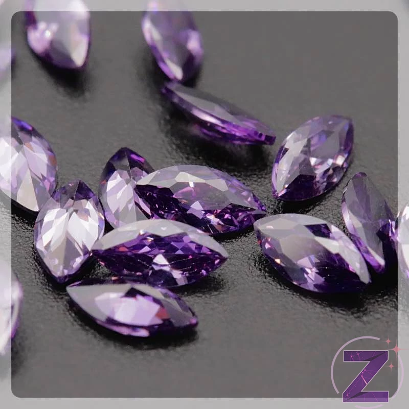 cirkónia ékszerkő zabszem formában amethyst színben