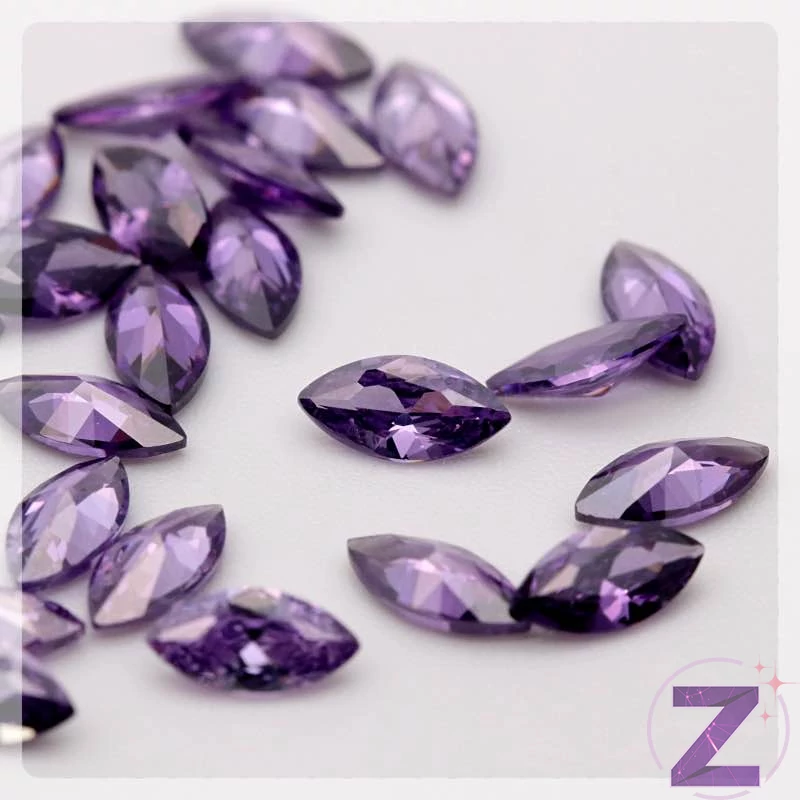 cirkónia ékszerkő zabszem formában amethyst színben
