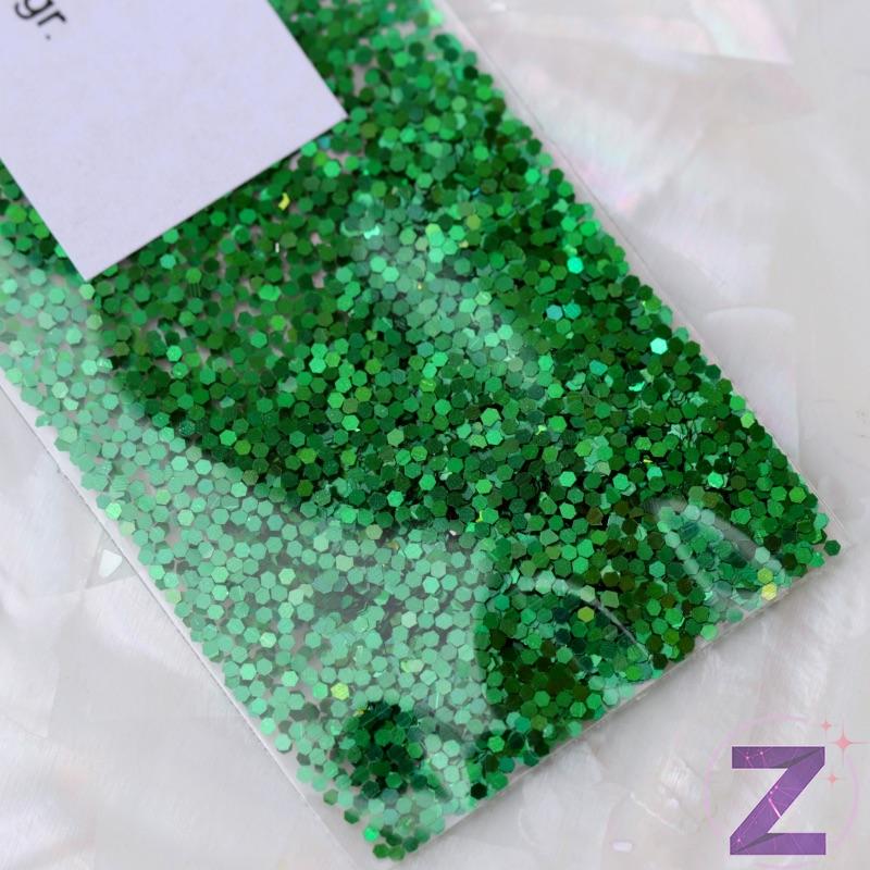 körömdíszítő mini flitter zöld színjátszó színben