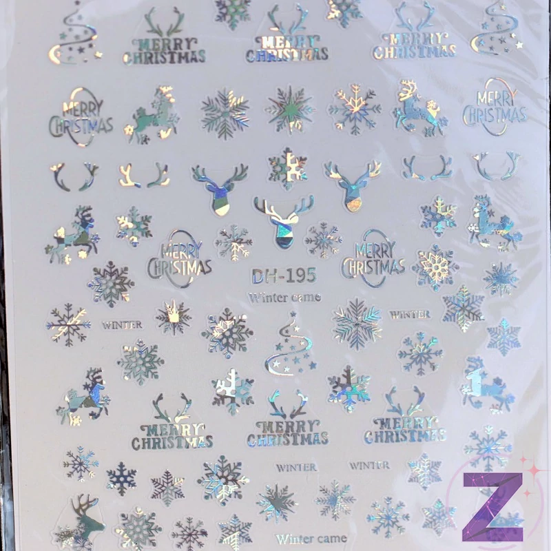 karácsonyi körömmatrica 3D ezüst színjátszó