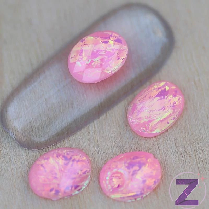 zodiac körömdekoráció fekete ovális forma pink színben