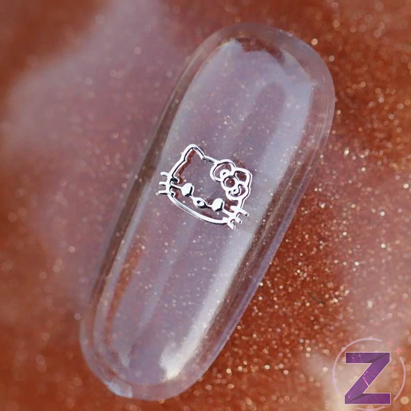 metál körömdíszítő lemez ezüst Hello Kitty
