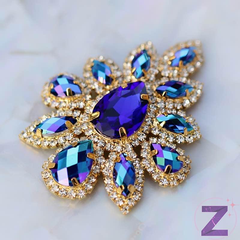 varrható nagyméretű ruhadísz arany-sapphire