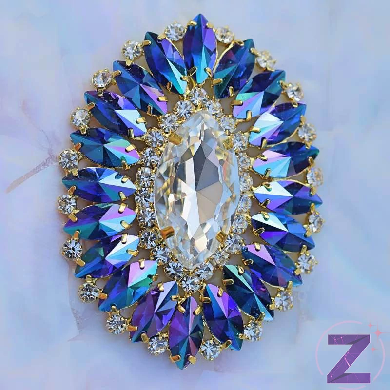 varrható nagyméretű ruhadísz arany-sapphire színjátszó színben